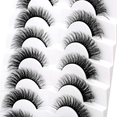 Miniatura 472 de Pooplunch - Pestañas postizas finas de visón sintético, estilo ojo de gato, naturales, cruzadas, tipo racimo, efecto 8D de volumen, tiras