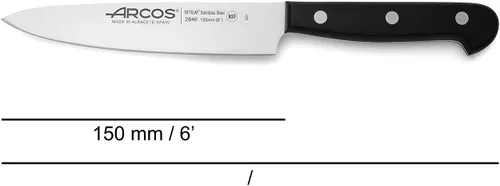 Miniatura 2 de Arcos Cuchillo de chef de 6 pulgadas de acero inoxidable. Cuchillo de cocina para cortar y pelar alimentos pequeños. Mango ergonómico
