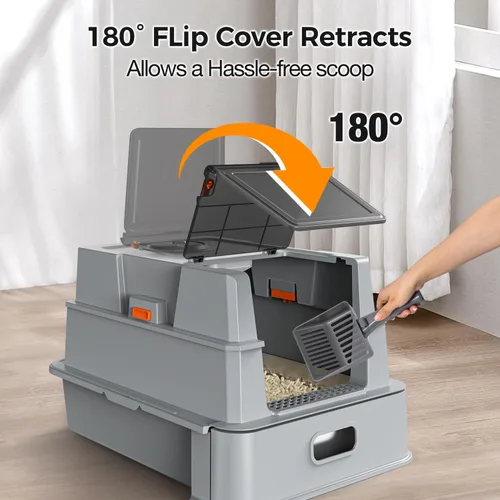 Miniatura 7 de XXXL Stainless Steel Litter Box with Lid,28" L x 20.5" W x 16.5" H Extra Large Cat Litter Box Enclosure for Large and Multi-Cats
