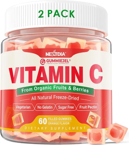 Miniatura 10 de Gomitas orgánicas de vitamina C de 120 mg para adultos, sin azúcar, defensa inmunológica diaria, antioxidante crudo, suplemento de vitamina C