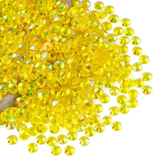 Miniatura 13 de Diamantes de imitación AB verdes a granel, 5000 piezas de diamantes de imitación de fondo plano redondos de gelatina AB sin fijación térmica, gemas