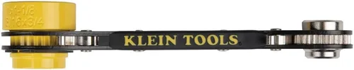 Miniatura 8 de Klein Tools KT155T Llave de trinquete 6 en 1 para electricista con diseño de perno pasante y casquillo amarillo brillante