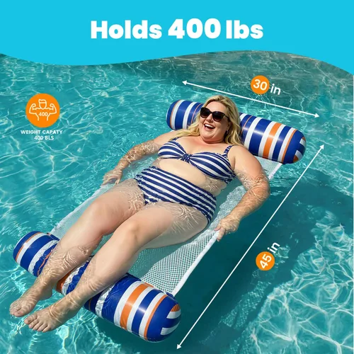 Miniatura 8 de Paquete de 4 flotadores de piscina para adultos, hamaca inflable de agua Meegoo con malla, flotador de piscina para adultos, flotador 4 en 1