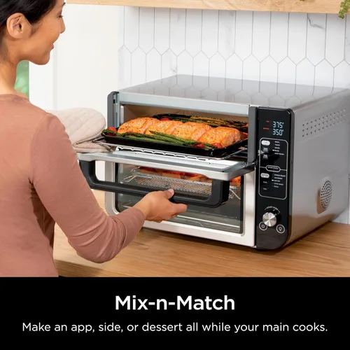 Miniatura 9 de Ninja Horno doble DCT400 10 en 1 con FlexDoor, FlavorSeal y acabado inteligente, convección superior rápida y parte inferior de freír al aire
