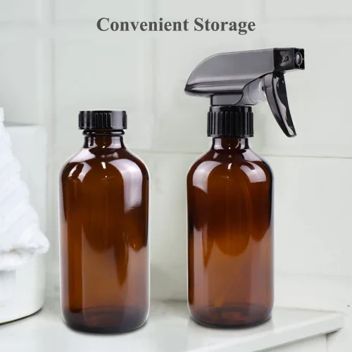Miniatura 3 de Botellas de spray de vidrio ámbar Wedama, paquete de 2 botellas de vidrio de 16 oz para soluciones de limpieza y aceites esenciales, botella