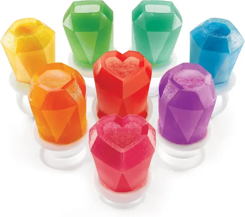 Miniatura 3 de ZOKU Moldes para anillos – 8 moldes de silicona para paletas con palitos de anillo reutilizables, hace que las paletas de hielo en forma de gemas