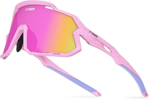 Miniatura 11 de X-TIGER Gafas de sol polarizadas para niños y niñas, lentes de sol de béisbol polarizadas para niños de 8 a 14 años, UV400, gafas de ciclismo y Negro