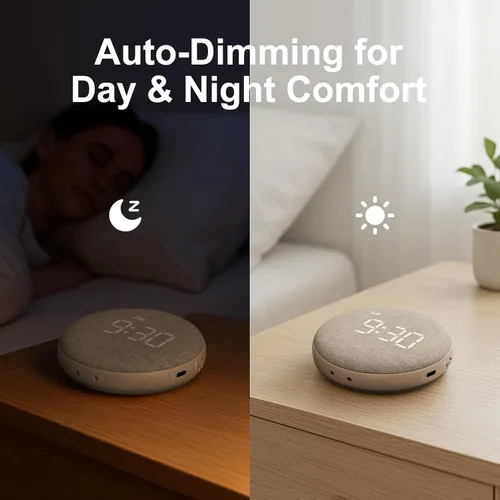 Miniatura 7 de REACHER Reloj despertador vibratorio de viaje para adultos con sueño pesado, reloj despertador digital doble, compacto debajo de la almohada