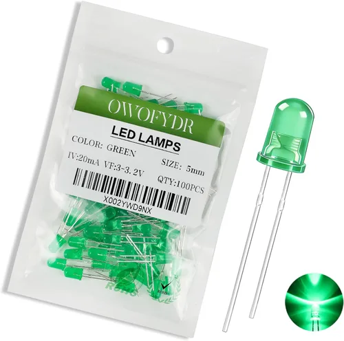 Miniatura 24 de 100 lámpara LED de diodo de luz blanca cálida de 5mm (Lente Transparente Redonda DC 3V 20mA) Bombilla de iluminación, componente electrónico, luz