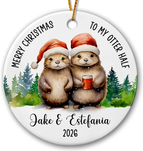 Miniatura 13 de Adorno de cerámica personalizado para pareja de leones 2026, regalos para parejas recién nacidas, novio, novia, adorno para parejas de leones, árbol