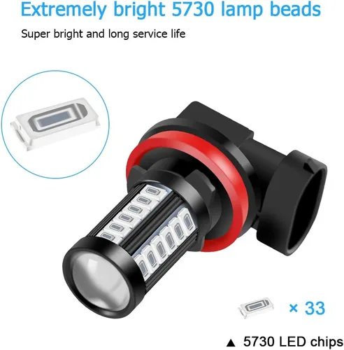 Miniatura 3 de Bombillas LED antiniebla H8 H9 H11 DRL 2800 lúmenes, Xtreme, superbrillantes, 5730, 33-SMD, 12 V, bombillas LED de repuesto para automóviles, Azul