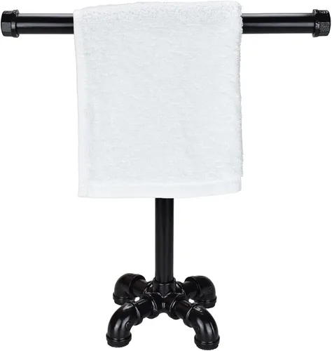 Toallero de mano de tubo rústico Estante de toalla de pie industrial en forma de T Almacenamiento de toallas para baño ROXLLGJC