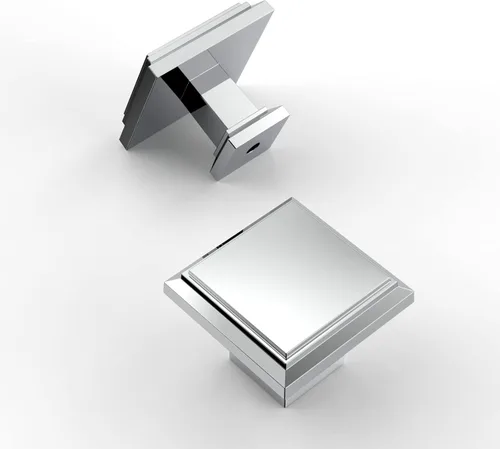 Miniatura 34 de Amerdeco Paquete de 6 pomos de gabinete de 1.3 pulgadas (1.260 in), níquel satinado cepillado para armarios de tocador y baño, ZH0001BSNK