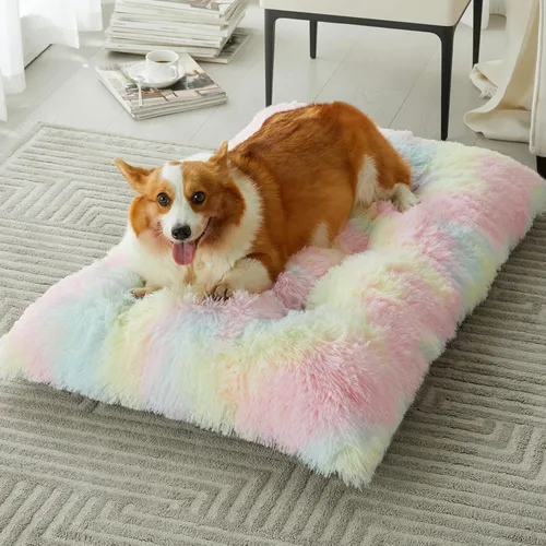 Miniatura 8 de BFPETHOME Camas para perros grandes, cama de felpa para perros, mullida y acogedora, para dormir y aliviar la ansiedad, alfombras lavables para Rosa