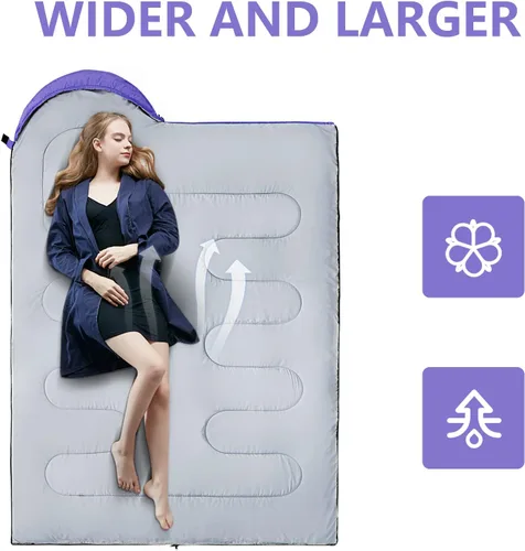 Miniatura 7 de Sacos de Dormir para Adultos, Niños y Niñas - Saco de Dormir Ligero Impermeable para Clima Cálido y Frío con Mochila Compacta, Ideal para 3-4