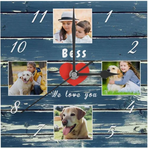 Miniatura 12 de Reloj de pared con foto personalizado, texto personalizado en la pared, impresión de reloj cuadrado personalizado, reloj con foto personalizado