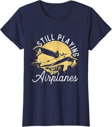 Miniatura 36 de Still Playing With Airplanes - Camiseta de control remoto RC Avión Piloto, Negro