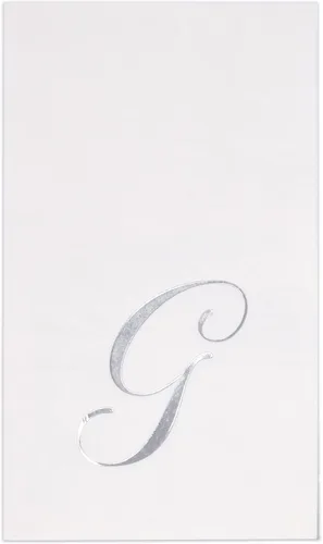 Miniatura 16 de Gift Boutique - 100 servilletas de invitados con monograma plateado en blanco, paquete de papel desechable con la letra B, elegante servilleta