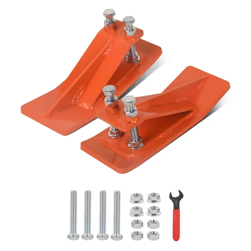 Doppy 2 protectores de borde de cubo de tractor, domador de nieve de 3/8 pulgadas de grosor, tuercas de bloqueo hexagonales dobles y pernos Naranja