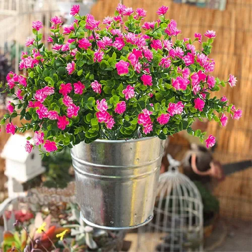 Miniatura 3 de 8 paquetes de flores artificiales para exteriores, mamás falsas resistentes a los rayos UV, plantas de plástico para interiores y exteriores