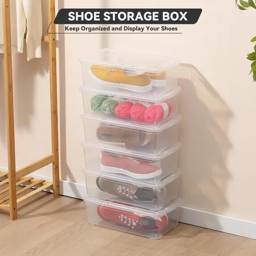 Miniatura 5 de novelinks Contenedores de almacenamiento de plástico transparente de 6 cuartos con tapas transparentes, caja apilable, contenedor organizador