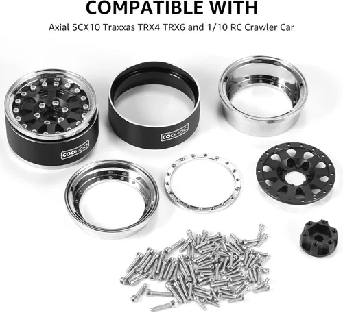 Miniatura 4 de Piezas de actualización de ruedas RC, ruedas Beadlock de 1.9 pulgadas, compensación ajustable para camiones 1/10 TRX6 TRX4 o SCX10 RC, hechas