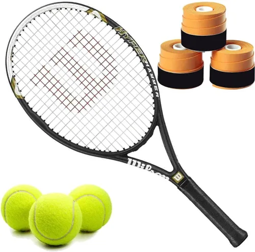 Miniatura 14 de Wilson Hyper Hammer 5.3 110 - Juego o kit de raqueta de tenis recreativa preencordada con overgrips y una lata de pelotas de tenis reguladoras