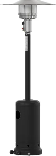 Flash Furniture Sol Patio - Calentador de propano de acero inoxidable negro de 40,000 BTU con ruedas para uso comercial y residencial, 7.5 pies de