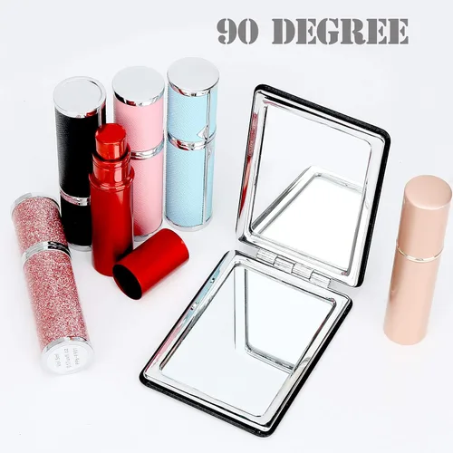 Miniatura 4 de Espejo de tocador compacto para hombres, negro, espejo de maquillaje de viaje para bolso de mano, bolsillo, cartera, espejo cosmético portátil