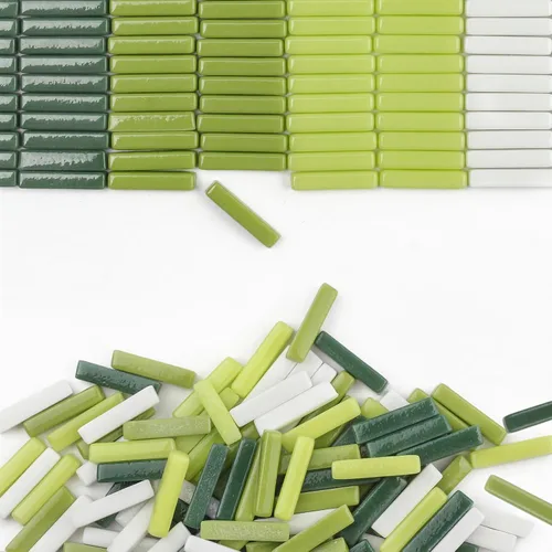 Youway Style Azulejos de Mosaico para Manualidades a Granel, 200g Piezas de Vidrio de Mosaico de Colores Verdes, Azulejos de Vidrio en Tiras y