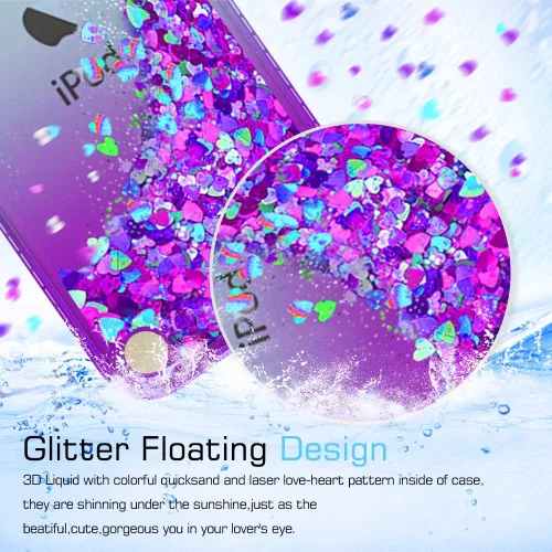 LeYi - Carcasa para iPod Touch 6 e iPod Touch 5 Gen ZX con protector de pantalla para niñas, diseño de purpurina brillante y transparente, carcasa