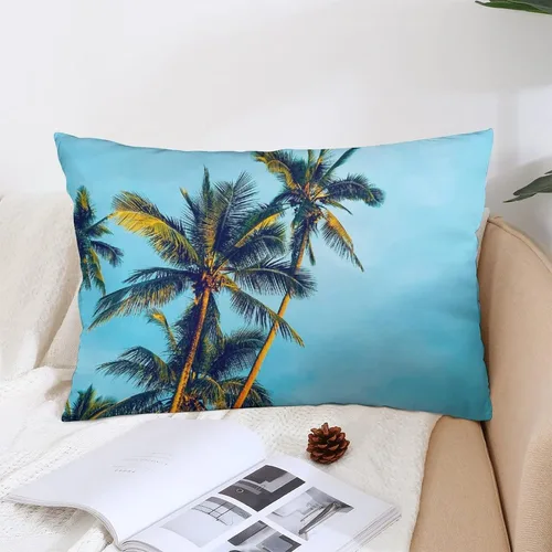 Miniatura 5 de Protector de almohada de playa con palmeras tropicales de 16 x 14 pulgadas, palmeras de playa, paisaje marino costero, decorativo, rectangular