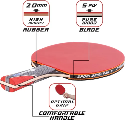 Miniatura 4 de Pala de ping pong con Killer Spin + estuche gratis, raqueta de tenis de mesa profesional para jugadores principiantes y avanzados, mejora tus Rojo