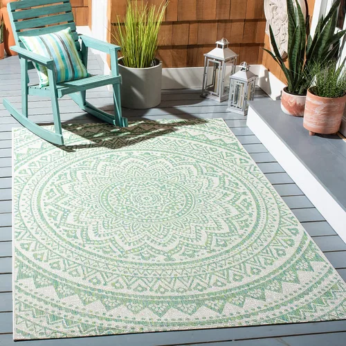 Miniatura 120 de SAFAVIEH Alfombra lavable para exteriores, colección Courtyard - Pasillo de 2.3 x 8 pies, color beige claro y marrón claro, no desprende pelusa