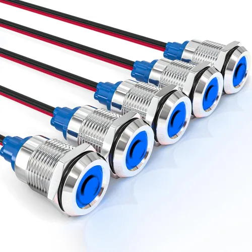 Miniatura 8 de GASHER Luz indicadora de ahorro de energía de 110V/24V/12V 20mA Tamaño del orificio de montaje 0.472 in (1/2 pulgada) Verde, Amarillo, Rojo, Azul