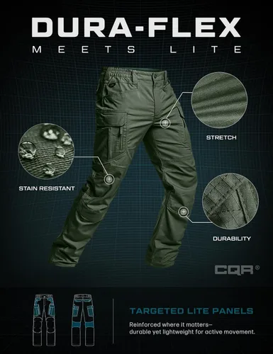 Miniatura 26 de CQR – Pantalones tácticos elásticos tipo cargo para hombre, resistentes al agua, de tela ripstop (antidesgarros), ligeros, ideales para uso diario