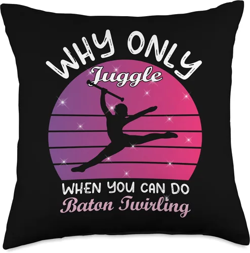 Miniatura 4 de Cool majorette baton twirling gifts Why only Juggle When You Can-Baton Twirler - Almohada de 16 x 16 pulgadas, multicolor