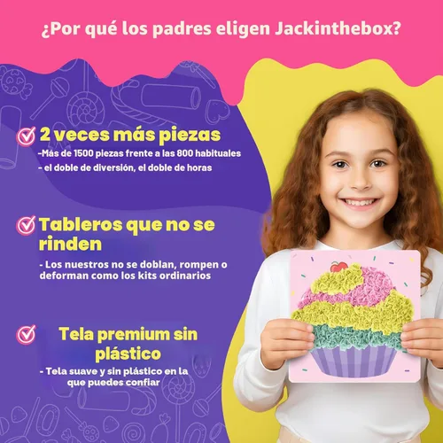 Miniatura 4 de jackinthebox Poke Poke Art para niños - Tema Candyland, Arte y Manualidades de tela sin desorden, Kits de prensado de flores, regalo para niños