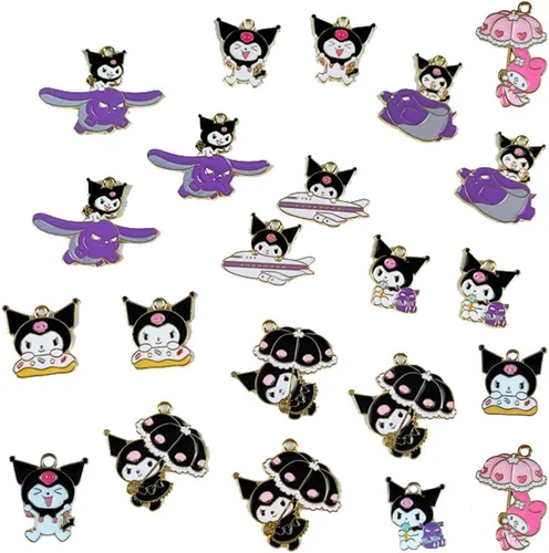 40 dijes de animales Kawaii de dibujos animados de anime, para pulseras, collares, aretes, joyería, manualidades, 8 estilos, Acero aleado, No es una