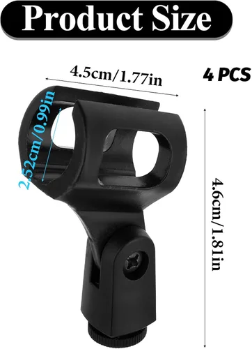 Miniatura 2 de 4 soportes para micrófono, clip de soporte de micrófono de ángulo ajustable para soporte, clip de micrófono flexible de goma, soporte de micrófono