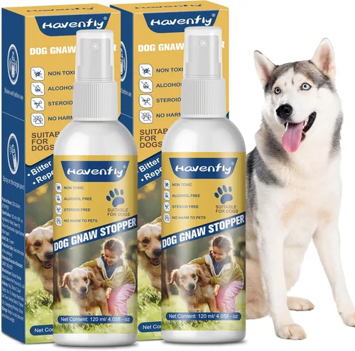 Spray sin masticar para perros (paquete de 2) – Sabor amargo de manzana, detiene la masticación de muebles y zapatos, evita lamer heridas, sin