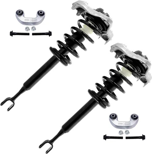 Miniatura 70 de Detroit Axle - Kit de 4 barras estabilizadoras delanteras para Ford F-150 2021 2022 2023 2024, 2 puntales con resorte helicoidal, 2 eslabones