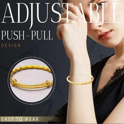 Miniatura 3 de Delicada pulsera de bambú de la suerte chapada en oro, pulseras de bambú de eslabones de cadena ajustables, pulsera de boda de bambú de riqueza