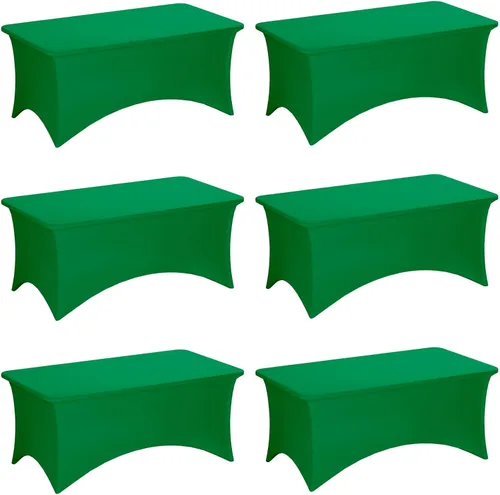 Miniatura 19 de Fixwal Paquete de 3 Manteles Negros para Mesas Rectangulares de 6 Pies, Manteles Rectangulares Elásticos de Spandex Ajustables de 6 Pies