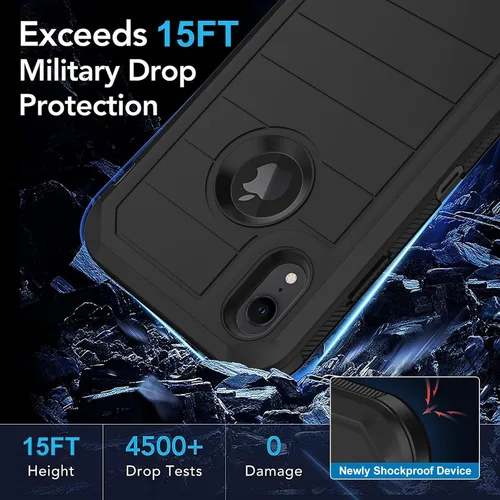 Miniatura 5 de Funda para iPhone XR, con protector de pantalla integrado, protección resistente contra caídas, cuerpo completo, a prueba de golpes, a prueba