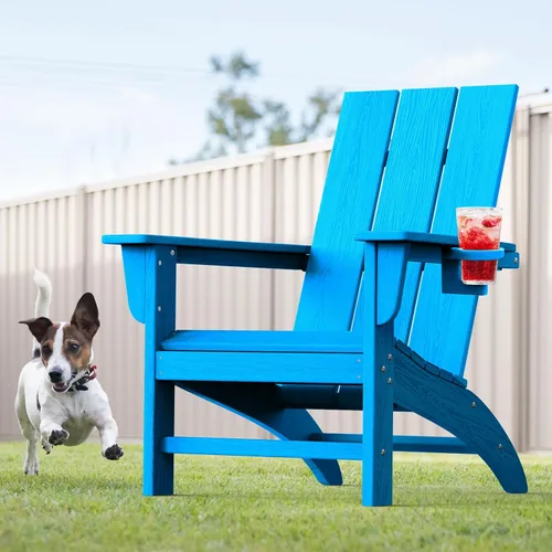 Miniatura 45 de Silla Adirondack moderna, sillas de patio de plástico HDPE para todo tipo de clima, silla para hoguera, sillas de césped al aire libre para terraza