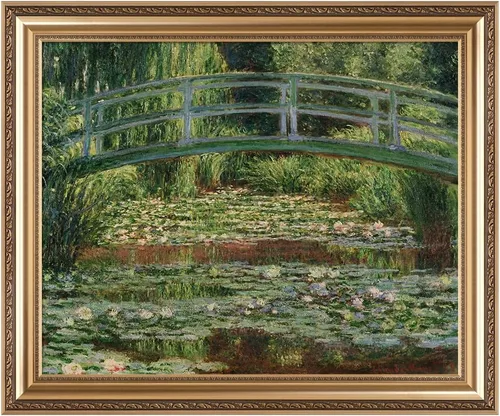 Miniatura 156 de IPIC - Reproducción artística de los lirios de agua de Claude Monet 1906, impresiones giclée coinciden con el marco dorado clásico, arte de pared