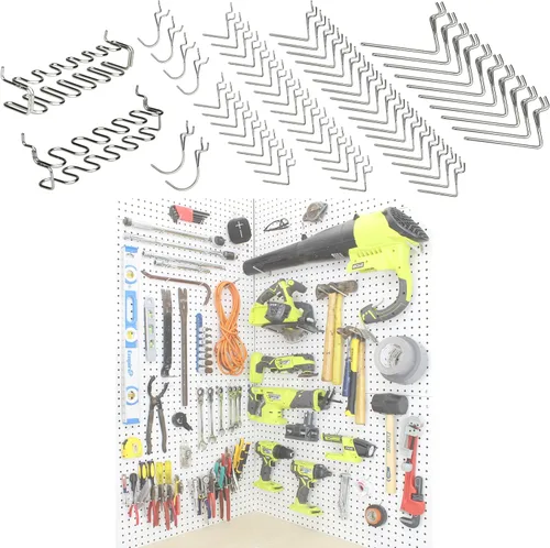 Ganchos para tablero de clavijas para colgar herramientas surtidas – Kit de accesorios de organización de herramientas – Juego de organizador de