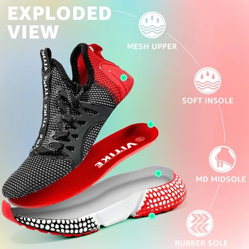 Miniatura 2 de WETIKE - Zapatos de malla para niños, ligeros, de correr, con talón abierto