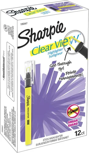 Miniatura 6 de Sharpie Clear View 1950746 - Resaltador en barra, amarillo, paquete de 12